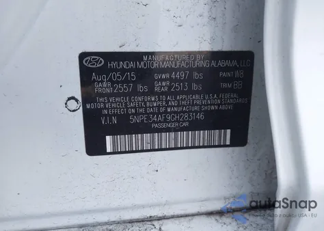 2016 Hyundai Sonata Sport z USA, uszkodzony, nr VIN 5NPE34AF9GH283146